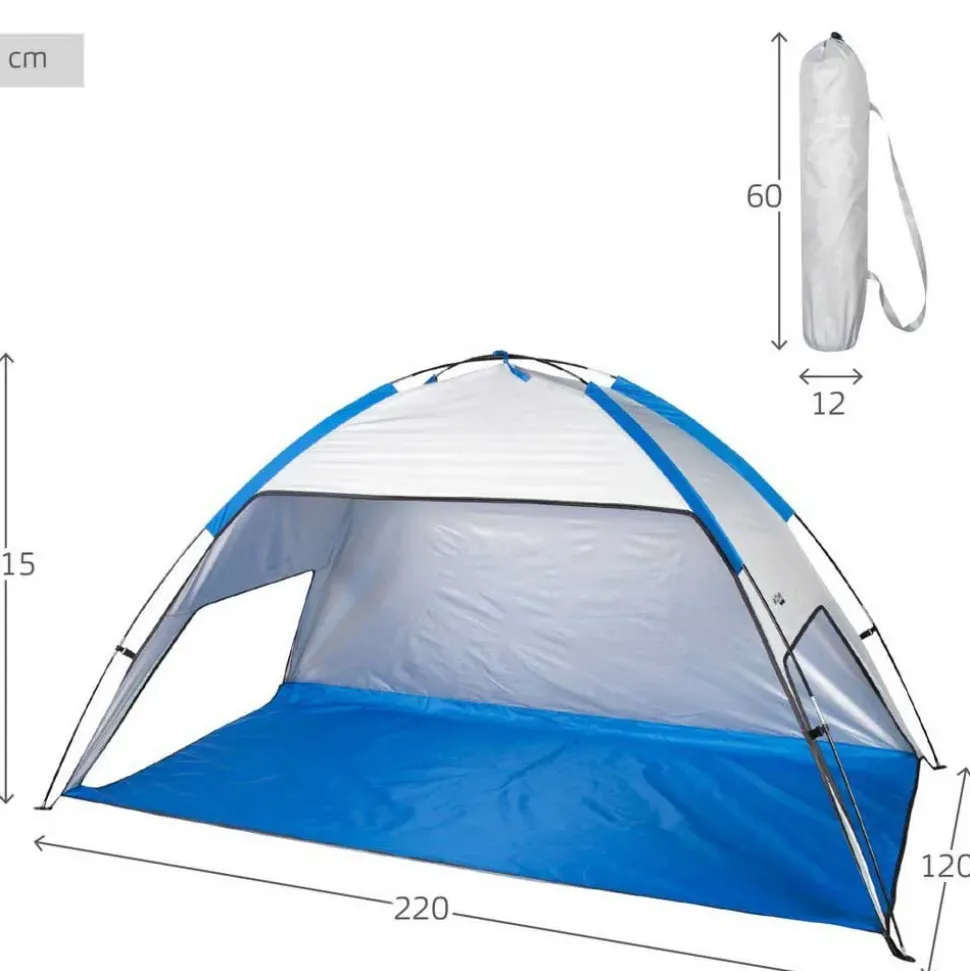 Aktive Carpa de playa y cortavientos UV50 62321 220x120x115 cm