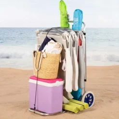 Aktive 62683 carrito plegable de playa con ruedas grandes 47x75x104 cm