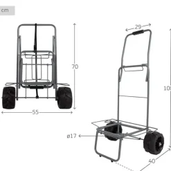 Aktive Carrito plegable de playa con ruedas grandes 62377 55x40x100 cm