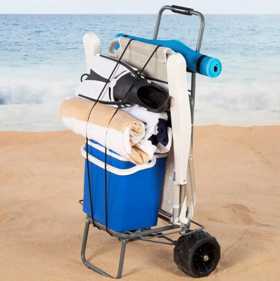 Aktive Carrito plegable de playa con ruedas grandes 62377 55x40x100 cm