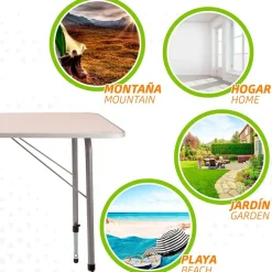Aktive Mesa plegable regulable en altura 80x60x 50-69 cm
