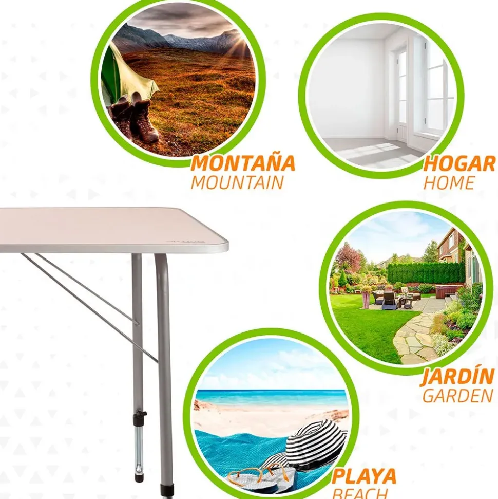 Aktive Mesa plegable regulable en altura 80x60x 50-69 cm