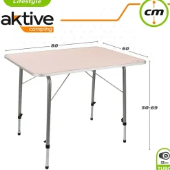 Aktive Mesa plegable regulable en altura 80x60x 50-69 cm