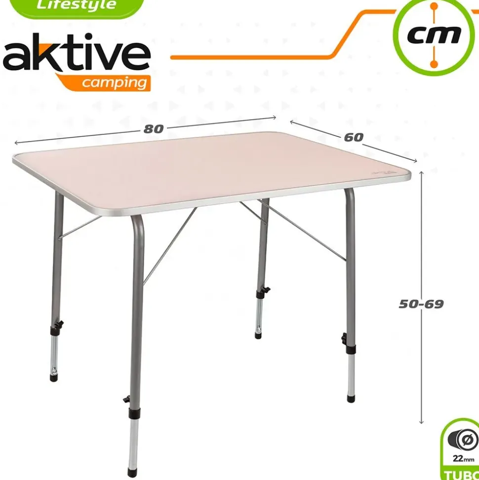 Aktive Mesa plegable regulable en altura 80x60x 50-69 cm