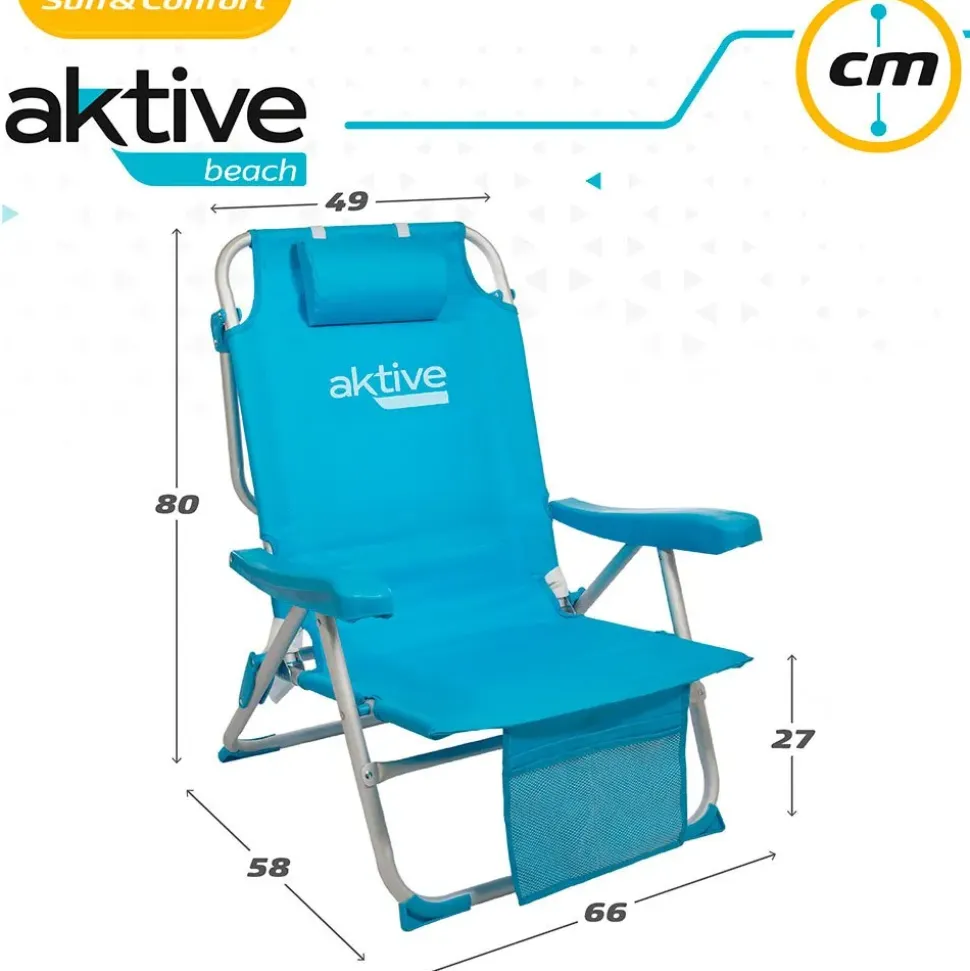 Aktive Mochila Silla Plegable 5 Posiciones Aluminio 66x58x80 cm