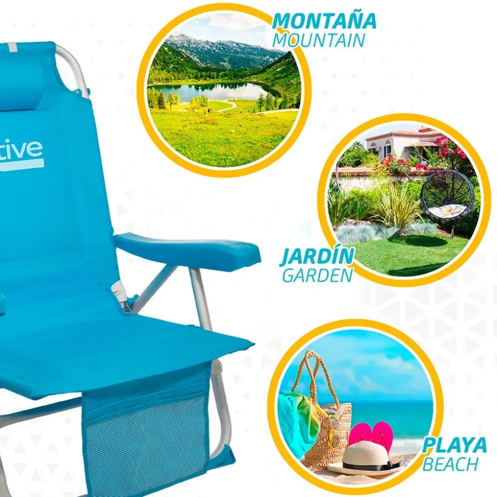 Aktive Mochila Silla Plegable 5 Posiciones Aluminio 66x58x80 cm