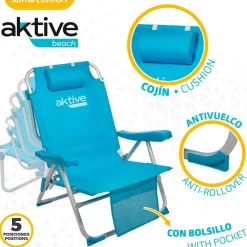 Aktive Mochila Silla Plegable 5 Posiciones Aluminio 66x58x80 cm