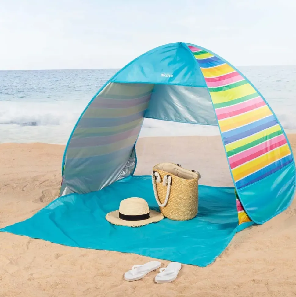 Aktive Parasol UV50 plegable y tienda de playa 140x160x110 cm