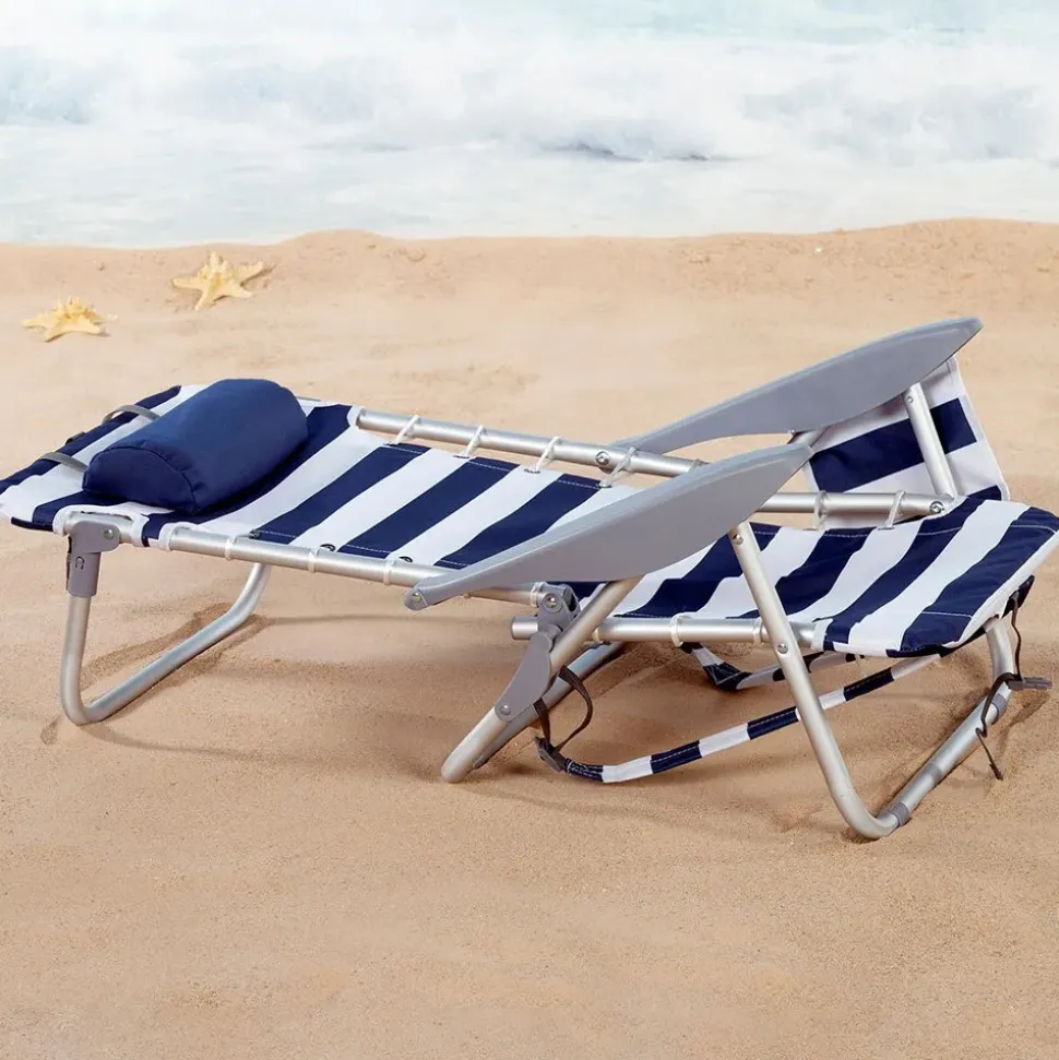 Aktive Silla de playa Bajo plegado 4 rayos con posiciones de cojín y bolsillo