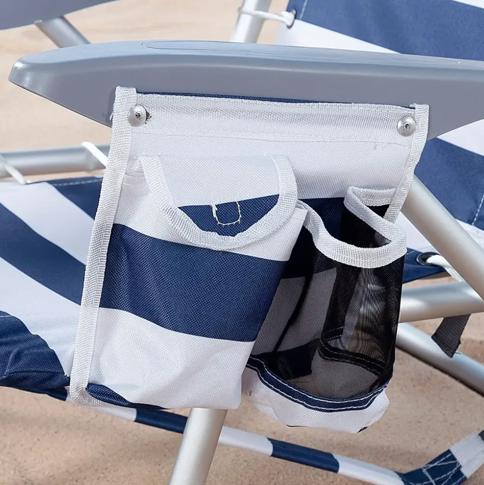 Aktive Silla de playa Bajo plegado 4 rayos con posiciones de cojín y bolsillo