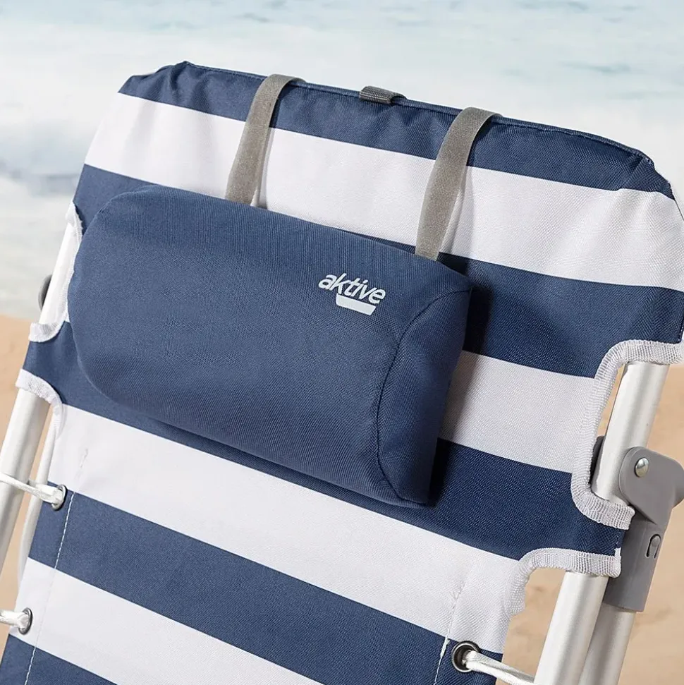 Aktive Silla de playa Bajo plegado 4 rayos con posiciones de cojín y bolsillo