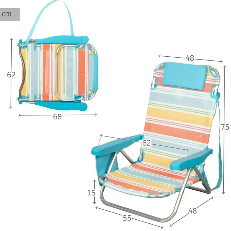 Aktive Silla de playa 62420 5 positioncs 55x48x75 cm