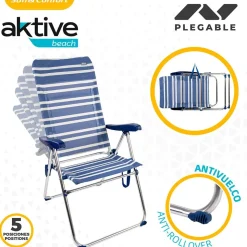 Aktive Silla plegable con respaldo alto 5 posiciones 61x69x108 cm