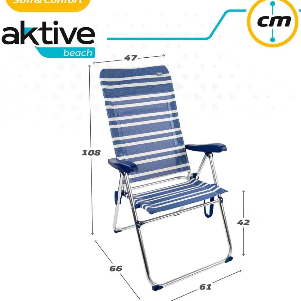 Aktive Silla plegable con respaldo alto 5 posiciones 61x69x108 cm