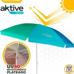 Aktive Sombrilla de Playa Antiviento Protección UV50 180 cm