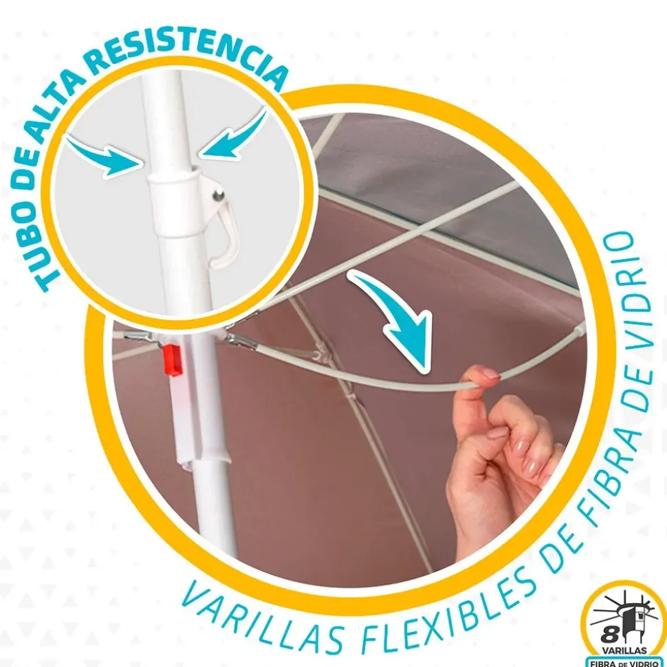 Aktive Sombrilla de Playa Antiviento Protección UV50 180 cm