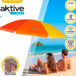 Aktive Sombrilla de Playa Antiviento Protección UV50 180 cm