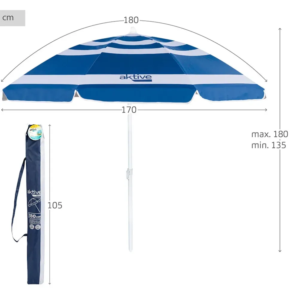 Aktive Sombrilla de playa 180 cm Inclinable Mast And UV50 Protection