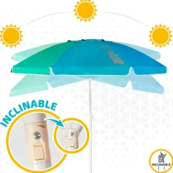 Aktive Sombrilla de Playa con Ventilación Superior Protección UV50 200 cm