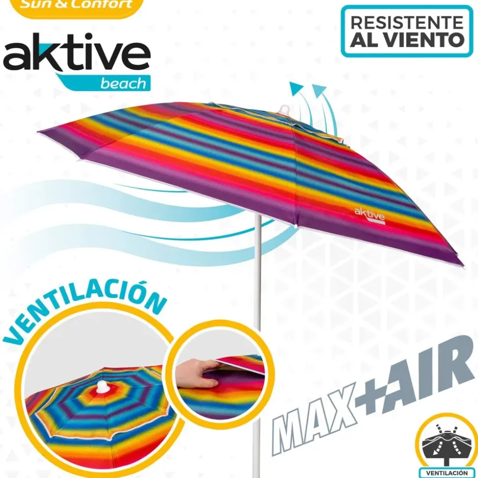 Aktive Sombrilla de Playa con Ventilación y Protección UV50 200 cm