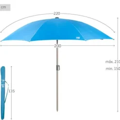 Aktive Sombrilla de playa inclinable grande UV50 Ø 62336 220 cm
