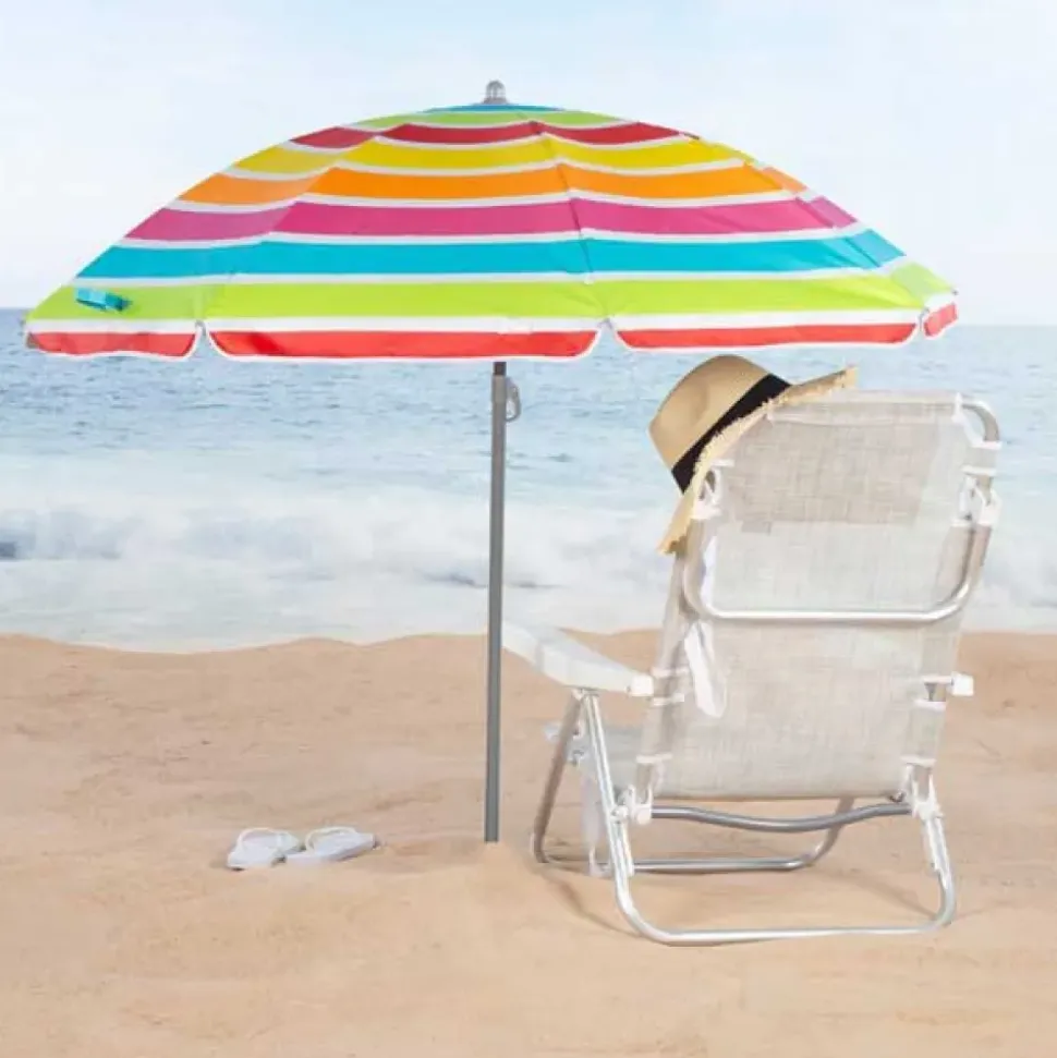 Aktive Sombrilla de playa inclinable a rayas UV50 Ø 62361 180 cm