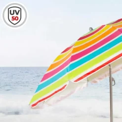 Aktive Sombrilla de playa inclinable a rayas UV50 Ø 62361 180 cm