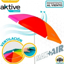 Aktive Sombrilla de playa resistente al viento con protección UV50 220 cm