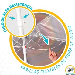 Aktive Sombrilla de playa Sun&Confort Ø resistente al viento UV50 con mástil inclinable 220cm