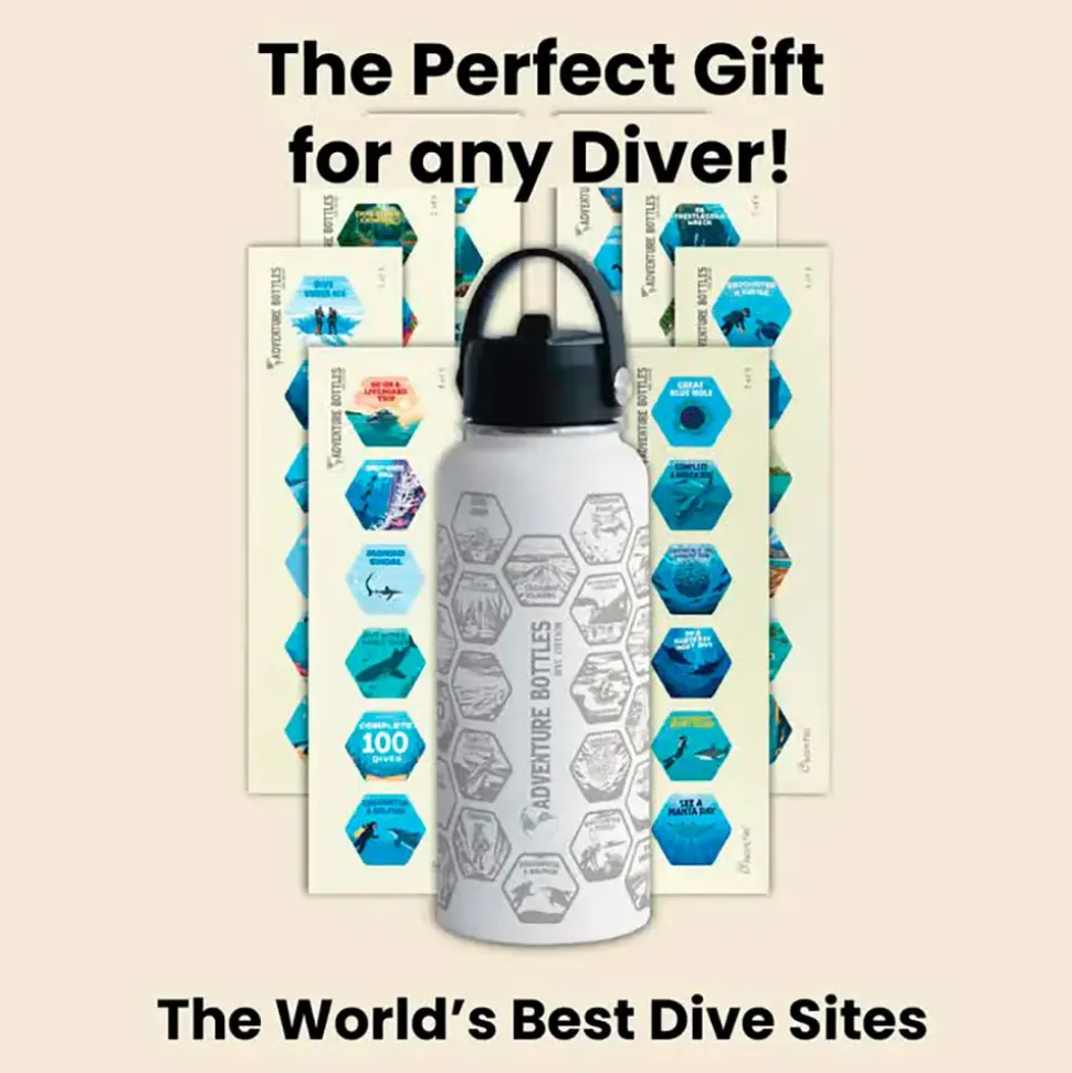 Awesome Maps Botella térmica Adventure dive+stickers
