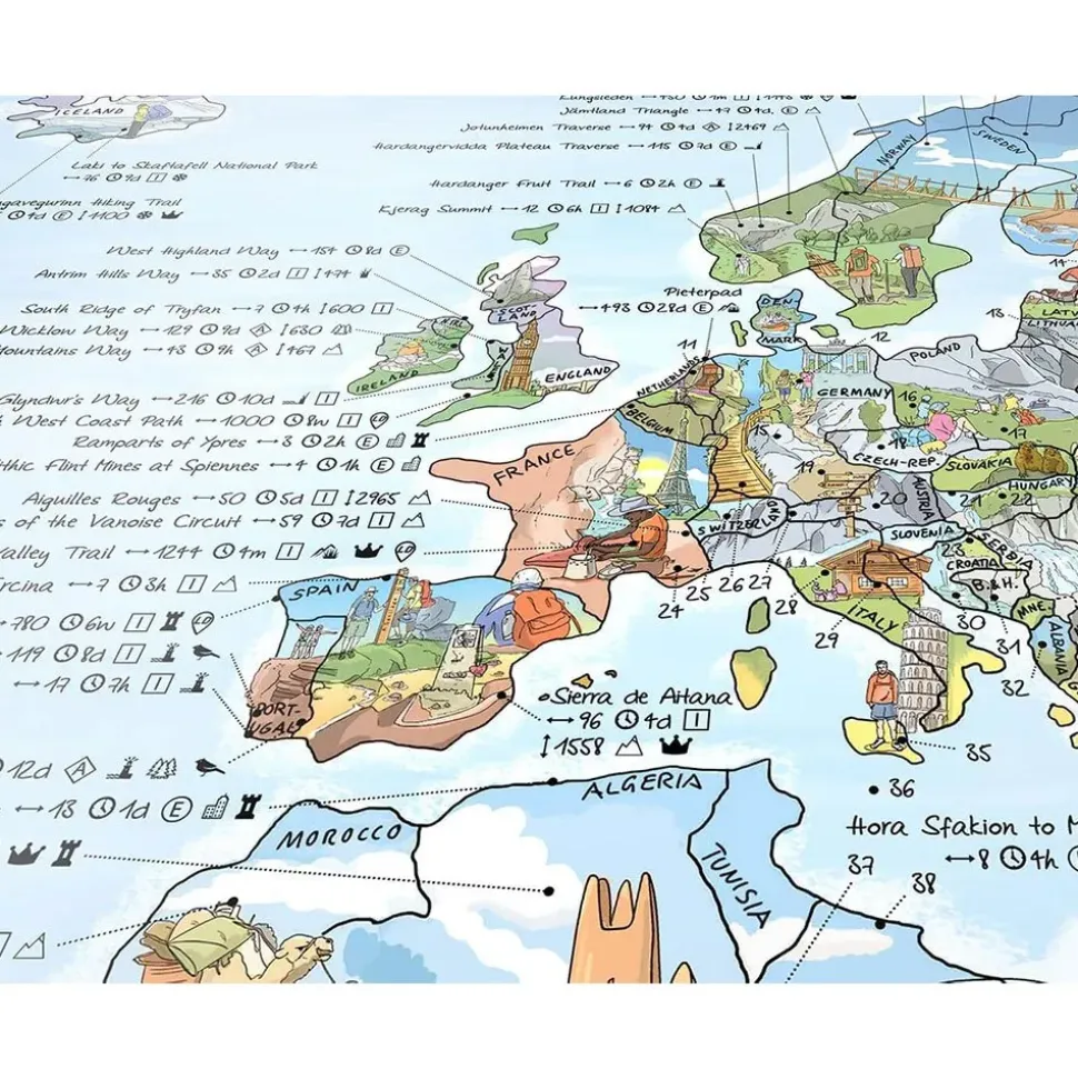 Awesome Maps Mapa de Senderismo Mejores Rutas del Mundo