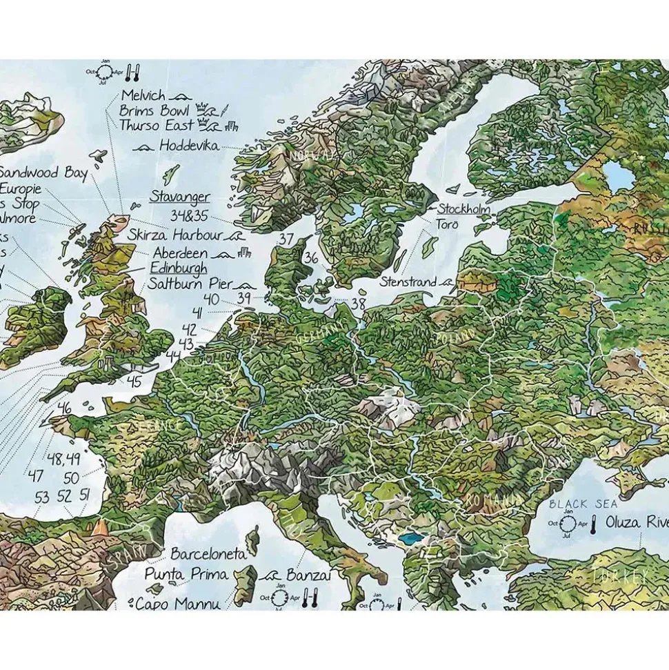 Awesome Maps Mapa Surftrip Green Edition Best Surf Beaches Of The World Green Edition