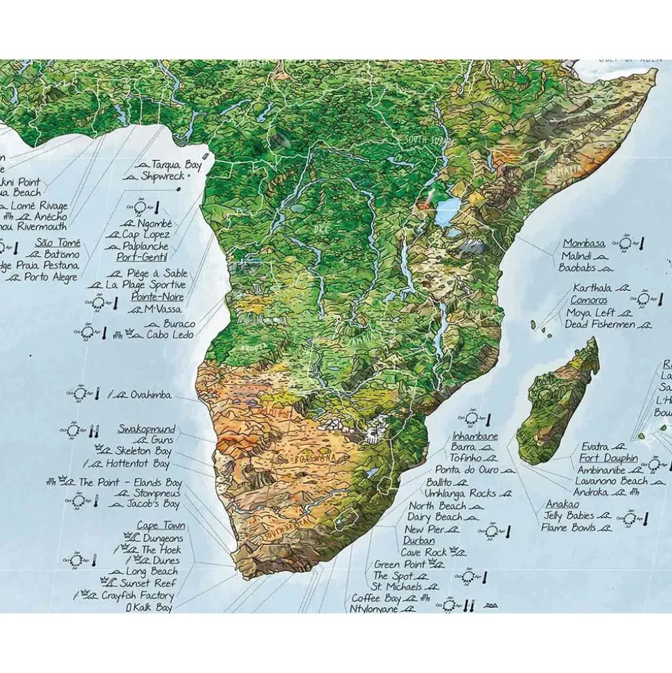 Awesome Maps Mapa Surftrip Green Edition Best Surf Beaches Of The World Green Edition