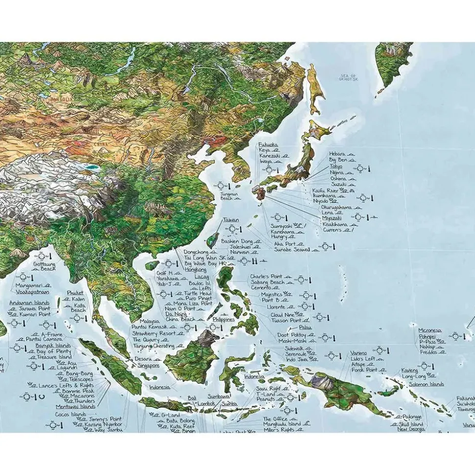 Awesome Maps Mapa Surftrip Green Edition Best Surf Beaches Of The World Green Edition