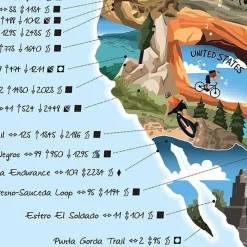Awesome Maps Mapa Vinilo de Las Mejores Rutas de Bicicleta de Montaña del Mundo