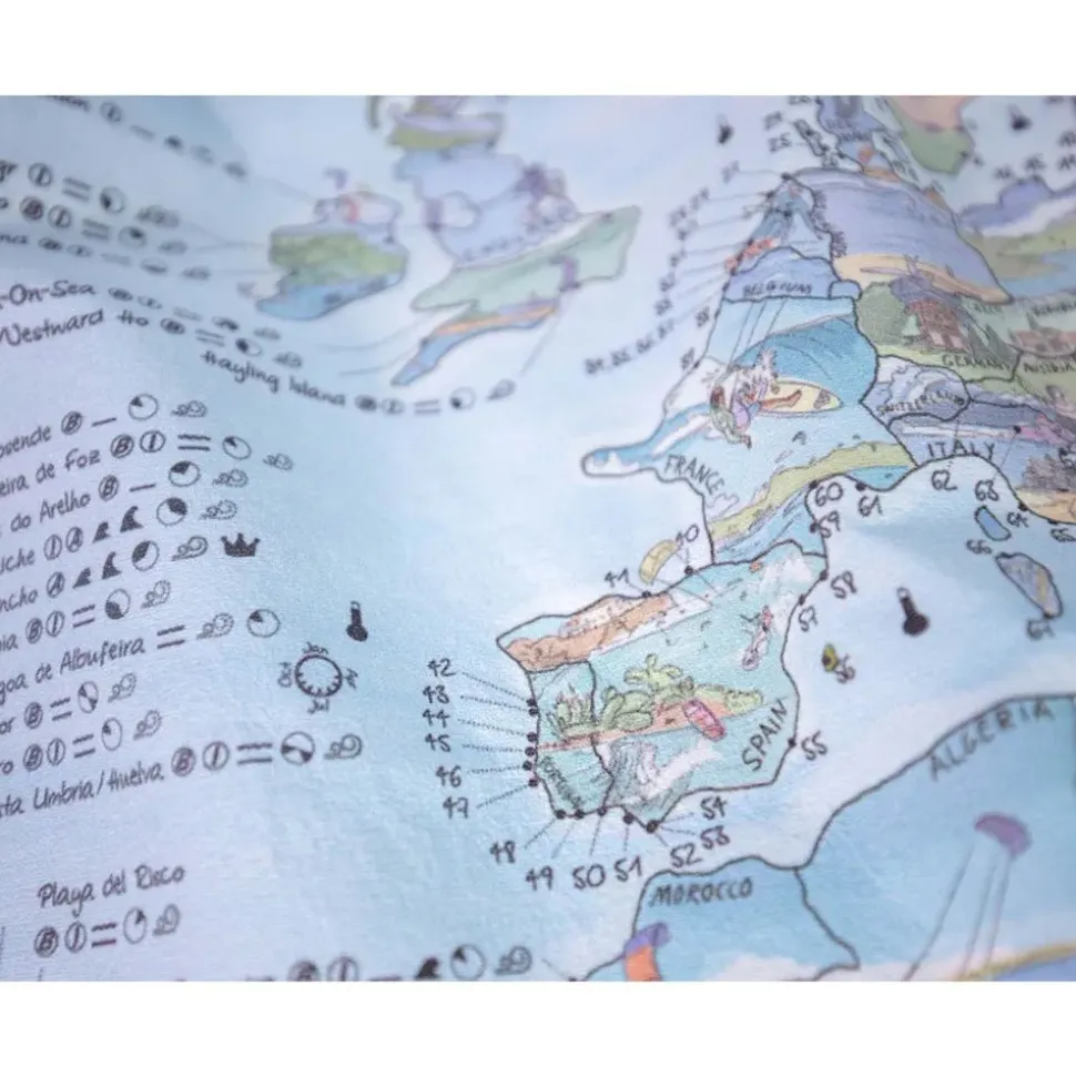 Awesome Maps Toalla Mapa de kitesurf: los mejores lugares del mundo