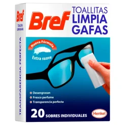 Bref Toallitas limpiadoras de gafas en sobres individuales 20 unidades