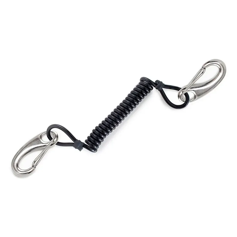 Divemarine Acollador de poliuretano en espiral con cable de Kevlar® y doble mosquetón de resorte 70 mm