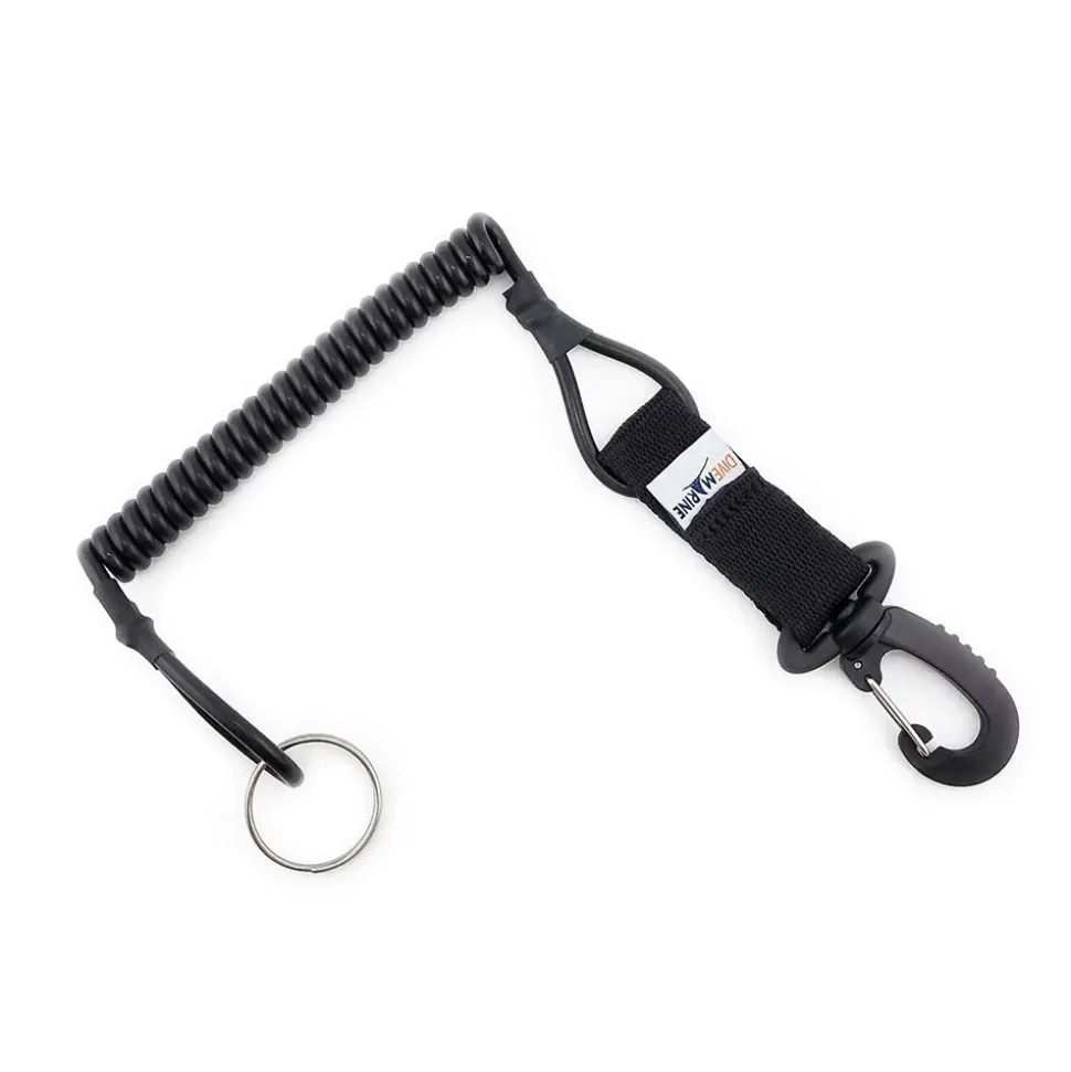 Divemarine Cordón enrollado de poliuretano con cable de kevlar® mosquetón de acetal y anilla partida Acero inoxidable