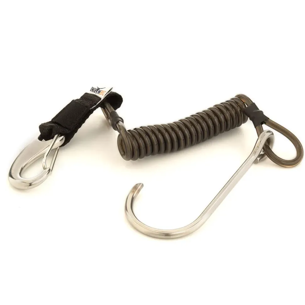 Divemarine Gancho Stainless Steel Wire Tech Coil Lanyard With Single Stainless Steel Reef
