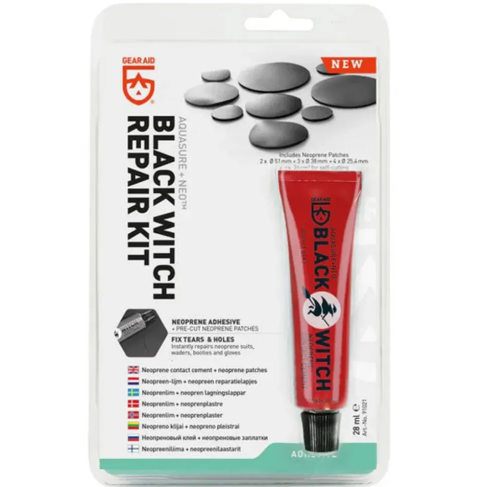 Gear Aid Kit de reparación de bruja negra con parches de neopreno 28 ml
