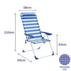 Marbueno Summer Silla plegable multiposición Aluminio 10316 69x58x110 cm