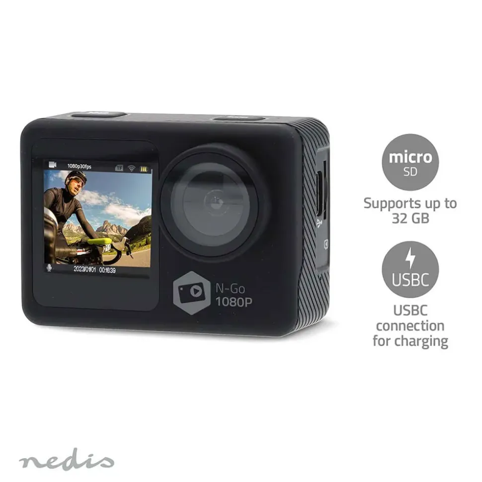 Nedis Cámara deportiva ACAM31BK 1080p 30fps