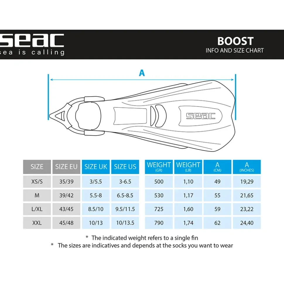 SEAC Aletas de buceo Boost