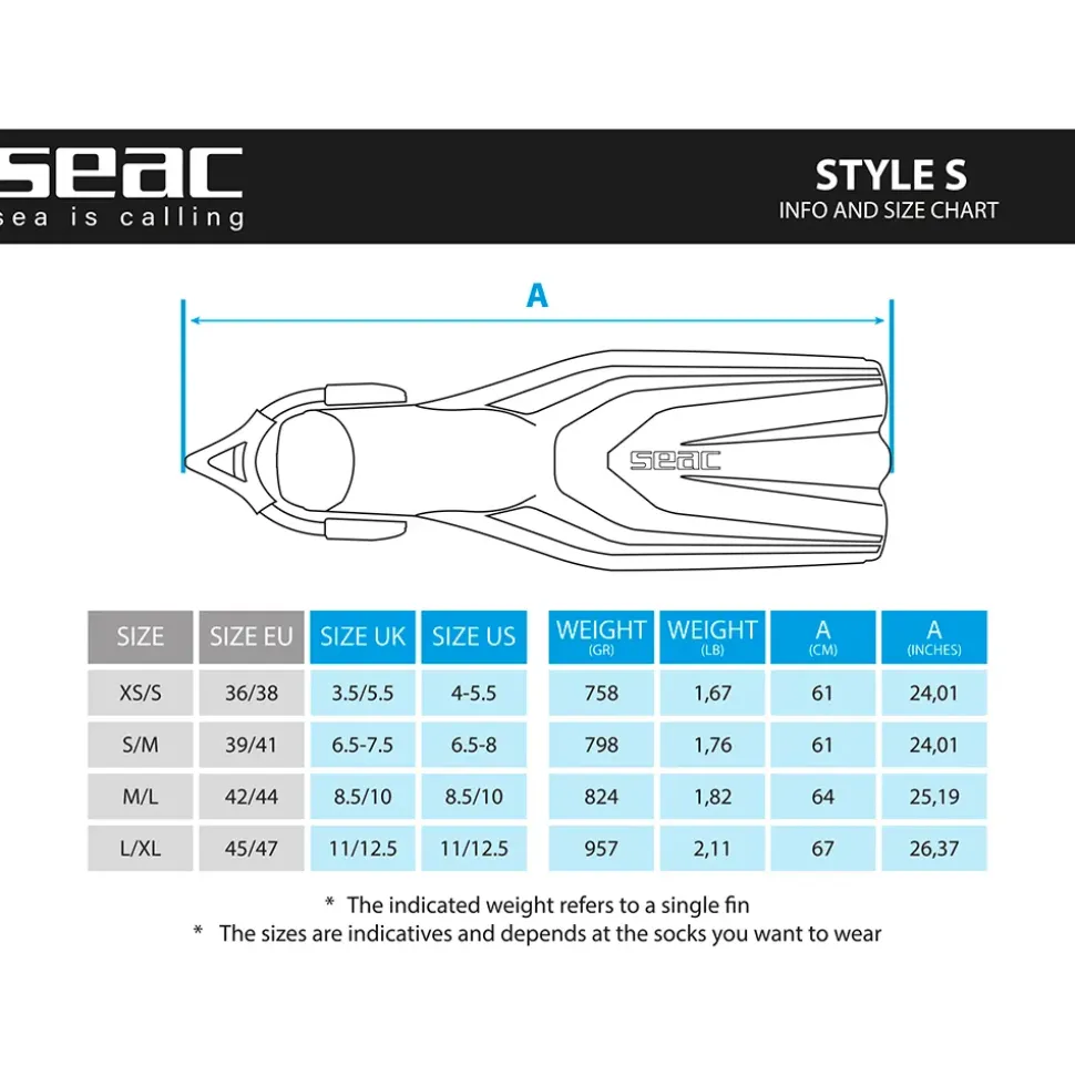 SEAC Aletas de buceo Style Sling Strap
