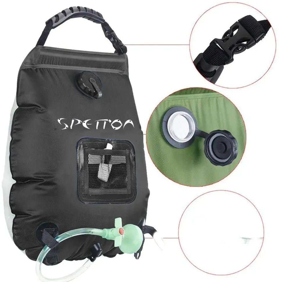 Spetton Ducha solar portátil con grifo y termómetro