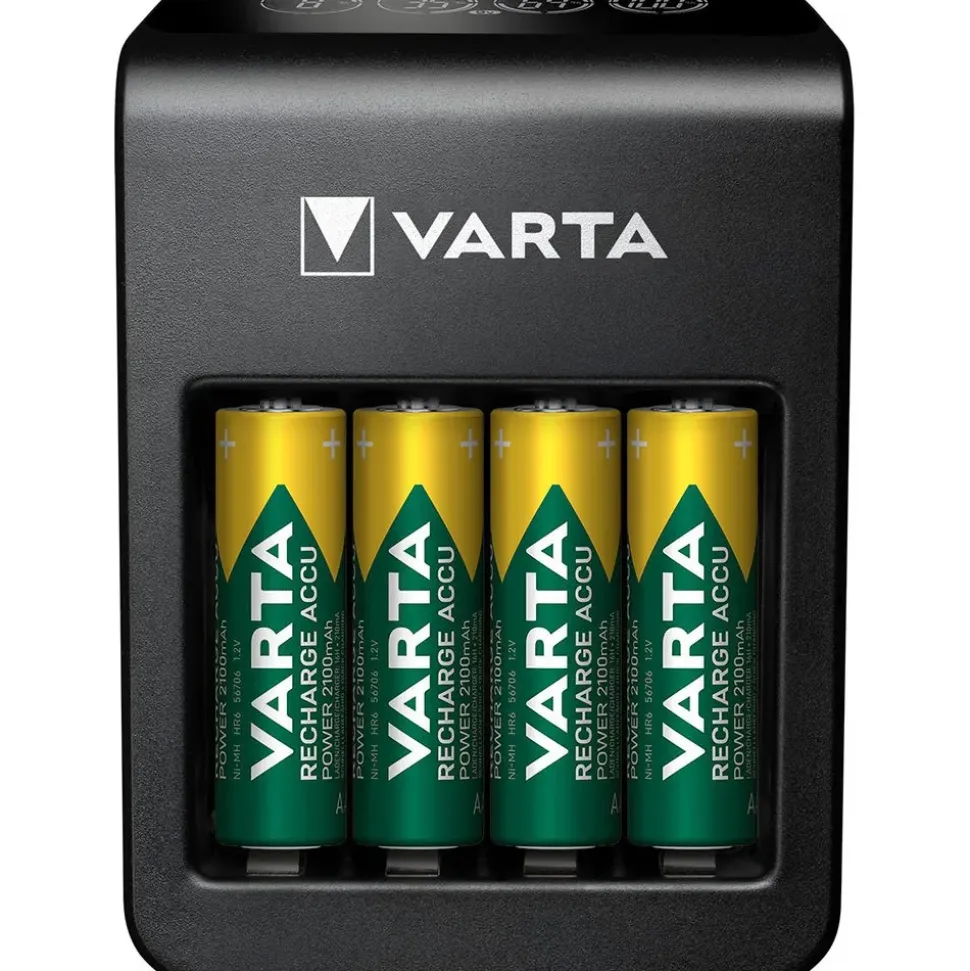 Varta Cargador LCD Pug+ con 4 pilas AA de 2100 mAh